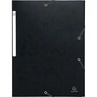 Exacompta 25x Scotten Elastomap + 3 kleppen in gewafeld glanskarton 600g/m2 - A4 - Zwart - 55951E