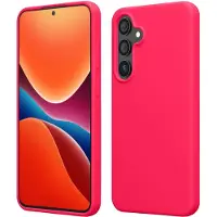 Kwmobile telefoonhoesje geschikt voor Samsung Galaxy S24 - Hoesje met siliconen coating - Smartphone case in neon roze