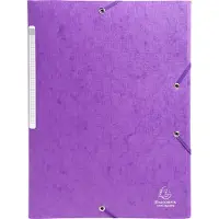 Exacompta 25x Scotten Elastomap + 3 kleppen in gewafeld glanskarton 600g/m2 - A4 - Purper - 55957E