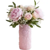 DK Design Bloemenvaas Hearts - roze - keramiek - 11 x 22 cm - bloemenvaas Lente