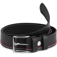Ladeheid Kinderriem – Riem - Jongens - Broekriem - Verstelbaar - Leer – Zwart/Rood/Wit – 80 cm LA-EL-KIDS