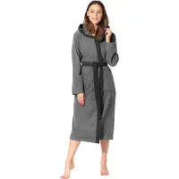 Ladeheid Dames met Capuchon - Wasmachine bestendig - 100% Katoen - Badstof - Donkergrijs/Zwart – XL - LA-LA40-191-DG