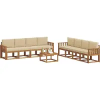 vidaXL Buiten bank set 9 st Natuurlijk en Beige