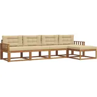 vidaXL Buiten bank set 5 st Natuurlijk en Beige