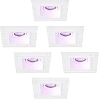 LEDVION – 6x Trimless Smart LED Inbouwspot Vierkant 130x130mm – Wit – Dimbaar – Kantelbaar – GU10 – RGB+CCT – 4.9W – IP20