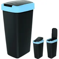 Prosperplast Afvalemmer KEDEN COMPACTA Q 25 liter prullenbak NSAB25-2717C - zwart met blauwe rand