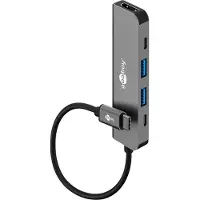 Goobay USB hub (USB-C) | 2x USB-A + 2x USB-C (1x PD 100W) | USB2.0/3.0 | aluminium | 0,10 meter