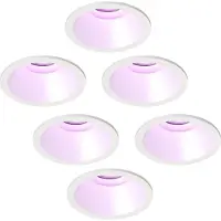 LEDVION – 6x Smart LED Inbouwspot Rond ø81mm – Wit – Dimbaar – Kantelbaar – GU10 – RGB+CCT – 4.9W – IP20