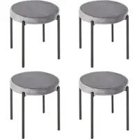 HOMCOM Set van 4 eetkamerstoelen, geschikt voor eetkamer, keuken, staal, grijs