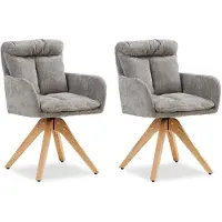 Homestyle4u Eetkamerstoelen van Linnen - 2 Stoelen - met armleuningen - Draaibaar - Grijs
