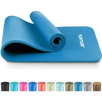 Tunturi NBR Yogamat Anti Slip - Fitnessmat Extra dik & zacht - Sportmat - 180x60x1.5cm - Incl Trainingsapp - Petrol Blauw