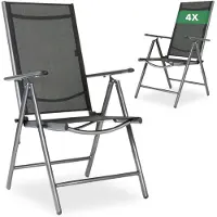 Arebos 4x Opvouwbare tuinstoel aluminium verstelbaar 7 standen voor balkon terras