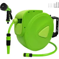 UISEBRT Automatische tuinslanghaspel voor water, met slangtrommel, geschikt voor tuinslangen en waterslangen, 30 meter lang, 3/4" aansluiting, handdouche 180°, kleur: groen