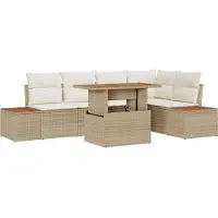 vidaXL Tuinbank Set 6 st Beige poly rattan
