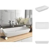 vidaXL Luxe wastafel, rechthoekig, mat wit, 71x38 cm, keramiek - Wastafel voor de badkamer