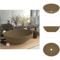 vidaXL Luxe Wasbak - Luxe Wasbakken - Keramische Wastafel - Keramische Wastafels - Wastafel ovaal 40x33 cm keramiek matcrème