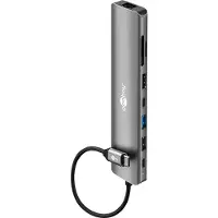Goobay USB-C naar HDMI 4K 30Hz, USB-A, USB-C PD 100W, RJ45 en SD adapter | aluminium | 0,10 meter