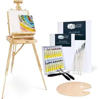 Artina Schilderset - schildersezel, acrylverf en penselen - perfect voor beginners - 30 artikelen