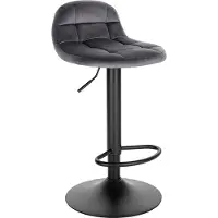 Happyment Luxe Barkurk Erino - Industrial - Donkergrijs - Barkrukken set van 1 - Barstoel Kruk - Barstoelen met rugleuning - Keukenstoel - In hoogte verstelbaar - Velvet
