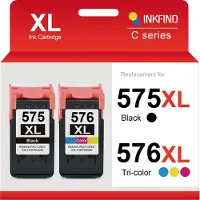 INKFIND 575XL 576XL Inktcartridge compatibel met Canon575 Canon 575 Canon576 Canon 576 Canon PG-575 PG-575XL CL-576 CL-576XL Hoge Capaciteit / 2-pack (Zwart x 1 en Kleur x 1)