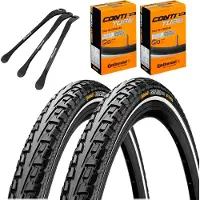 MSZweirad 2x Continental buitenband Ride Tour Zwart Reflex 28 x 1,60 (42-622) + DV Dunlop Holland ventiel binnenband + 3x bandenlichters