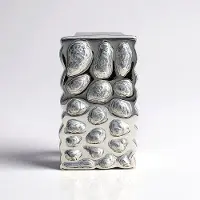 Cavill - 925 Sterling Zilver Geplatineerde Hanger - MONOSONO Collectie - Organisch Kiezelpatroon - Modern Minimalistisch - 21x11 mm