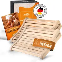 Kronenburg ALPENHAUCH Sauna hoofdsteun hout [2 stuks] - Ergonomische sauna hoofdsteun hout - Edele sauna accessoires infrarood cabine - Comfortabele & brede hoofdsteun sauna hout voor sauna & infrarood cabine