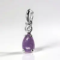 Cavill - Elegante Druppelvormige Hanger - 925 Sterling Zilver - Lepidoliet 1 139 ct en Cambodjaanse Zirkoon 0 079 ct Paars