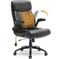 COLAMY bureaustoel - groot en hoog - stevige bureaustoel - gewatteerde opklapbare armleuningen - verstelbare lendensteun en kantelvergrendeling - ergonomische computerstoel - zwart