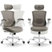 COLAMY Bureaustoelen – Ergonomische bureaustoel – Hoge mesh rugleuning, verstelbare lendensteun en hoofdsteun, opklapbare armleuningen – Groen