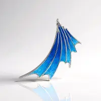Cavill - Zilveren Hanger 925 Sterling Zilver Geplatineerd - Blauw Emaille Vleugel Design - Monosono Collectie - Elegant & Modern Dames Sieraad