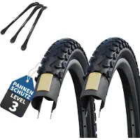MSZweirad 2-delige set Schwalbe banden Land Cruiser zwart 28 x 1,40 (37-622)" + 3 metalen bandenlichters E-bike