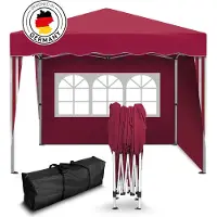 Kronenburg Vouwtent Partytent 3 x 3m, Kleur Rood - 2 Zijelementen - Waterdicht Pavillon - UV-bescherming 50