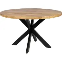Zita Home eettafel, 110 cm diameter, rond, van echt massief hout met metalen onderstel