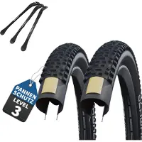 MSZweirad 2-delige Set Schwalbe Fietsbanden Rapid Rob van 26 inch x 2,25 (57-559) buitenband + en 3 metalen bandenlichters voor eenvoudige wisseling van banden
