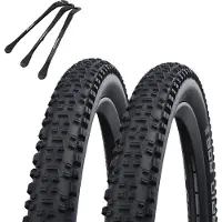 MSZweirad 2-delige Set Schwalbe Fietsbanden Rapid Rob van 29 inch x 2,10 (54-622) buitenband + en 3 metalen bandenlichters voor eenvoudige wisseling van banden