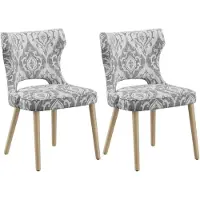 COLAMY Houten eetkamerstoelen - Set van 2 - Moderne gestoffeerde eetkamerstoelen - Wingback dik kussen - Stoffen keukenstoelen - Jacquard