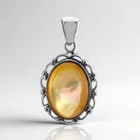 Cavill - Zilveren Hanger - 925 Sterling Zilver - Ovale Chinese Parelmoer 14x10 mm - Filigraan Elegant Design - Tijdloze Dames Sieraden