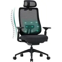 COLAMY Bureaustoel – Ergonomische Bureaustoel met 4D-armleuningen – voor-achter verstelbare zitting – Zwart