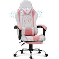 COLAMY - Ergonomische gamingstoel - Bureaustoelen - voetsteun - maximaal draagvermogen 136 kg - roze