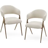 COLAMY 2-delige set eetkamerstoelen – ergonomisch en comfortabel design in vintage-stijl – Beige