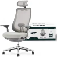 COLAMY Atlas Bureaustoel – Ergonomische Bureaustoel met 4D-armleuningen – voor-achter verstelbare zitting – Lichtgrijs