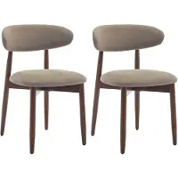 COLAMY Set van 2 Eetkamerstoelen - Stoffen Keukenstoelen met Houten Poten - Moderne Landelijke Stoelen - Camel