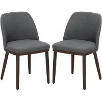 COLAMY 2-delige set eetkamerstoelen – Designstoelen met stoffen bekleding en massief houten poten, ideaal voor de woonkamer, keuken of eetkamer – Grijs