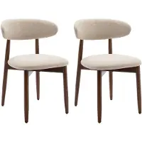 COLAMY Eetkamerstoelen Set van 2 - Stoffen Keukenstoelen met Houten Poten - Moderne Landelijke Eetkamerstoelen - Beige