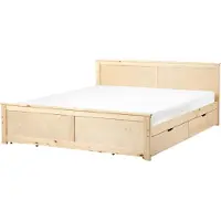 Beliani DAUPHIN - Bed met 4 lades - Naturel - 180 x 200 cm - Hout