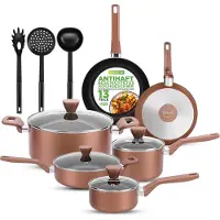 Nutrichef Kookplaatset, 13-delig – Anti-aanbak pannenset en braadpannenset met deksels – geschikt voor gas-, elektrische en keramische kookplaten, PFOA-vrij – Aluminium pannenset