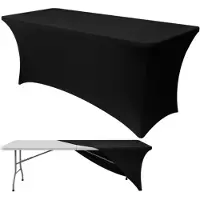 Ruhhy Elastische tafelhoes zwart 180 x 75 x 75 cm voor catering evenementen en beurzen
