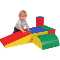 HOMCOM Zachte Speelset voor Kinderen Kunstleer, schuim 40,6L x 40,6B x 20,3H cm Meerkleurig
