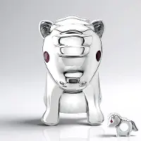 Cavill - Zilveren Hanger met Robijnen - 925 Sterling Zilver - Madagaskar Robijn 0,02 ct - Leeuwen Design - Uniek Zilveren Sieraad voor Dames